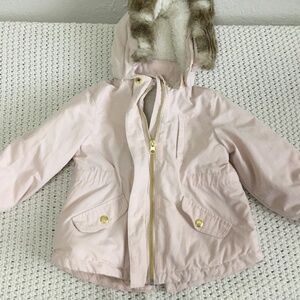 H&M WARM WINTER JACKET SIZE 1 1/2 - 2YR LIGHT PINK/CREAM COLOR